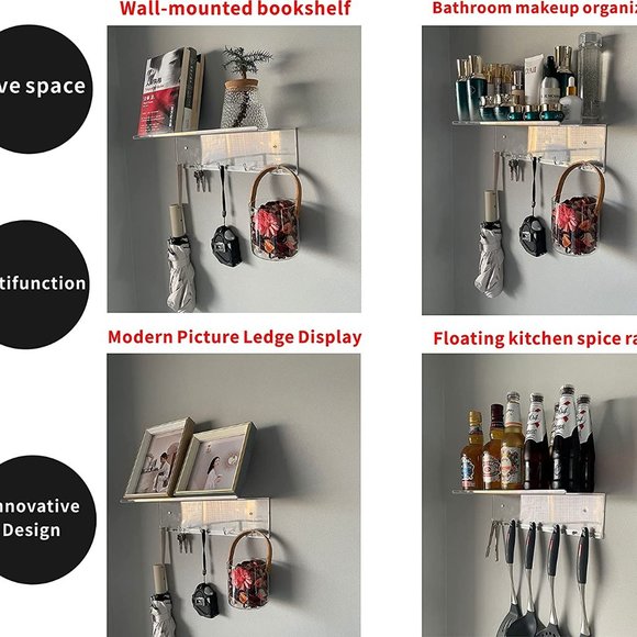 Set of 2 - Clear Acrylic Shelf for Funko  Bobbleheads Display Makeup Perfumes - Picture 4 of 6